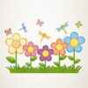 Flores y libelulas