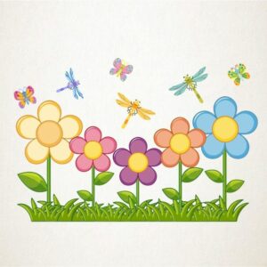 Flores y libelulas
